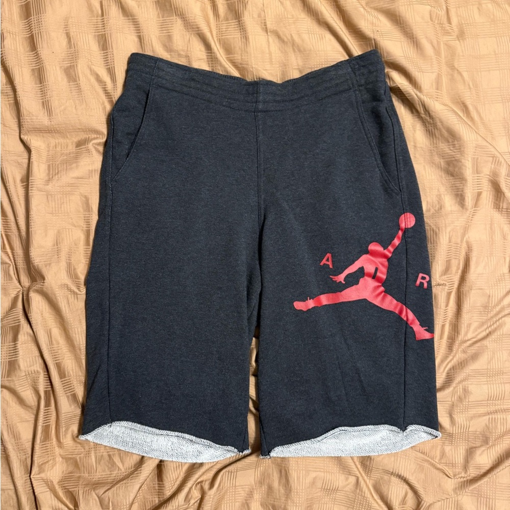 Black Jordan Shorts with Red Logo